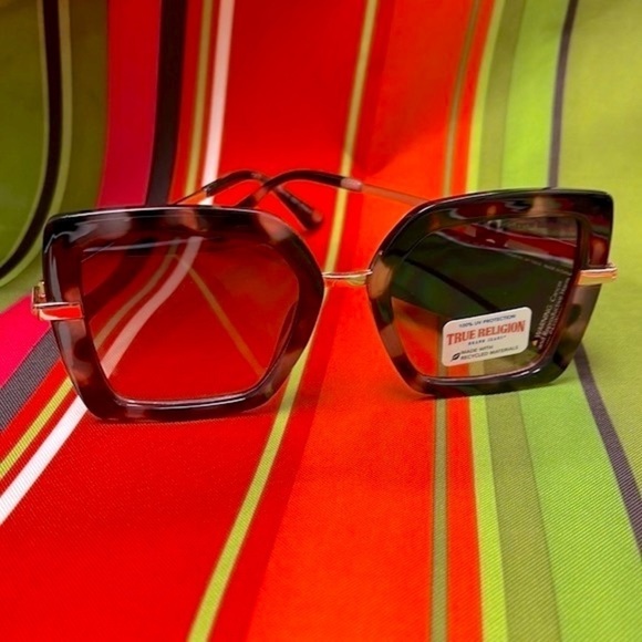 Brand New True Religion Tortoise Mod Square Cat Eye Sunglasses 100% UV Protect - Picture 14 of 14